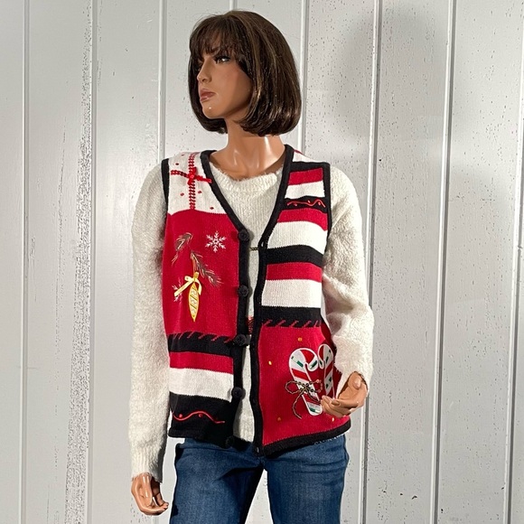 * Holiday Editions Christmas Women’s Vest Sweater Sz S - Picture 5 of 15